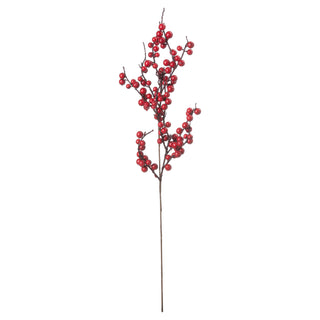 Plain front-on product shot of the artificial red berry pick on a white background.