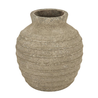Medium Tuscan grey vase with a rough, textured surface and horizontal ridging, shown against a white background.