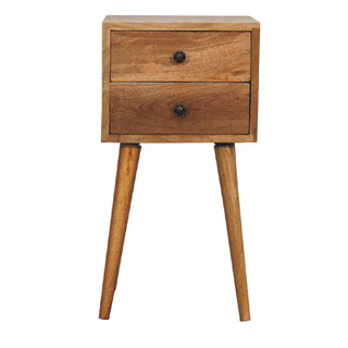 Lucidora - Mini 2 Drawer Oak - ish Bedside - Bedside Cabinets