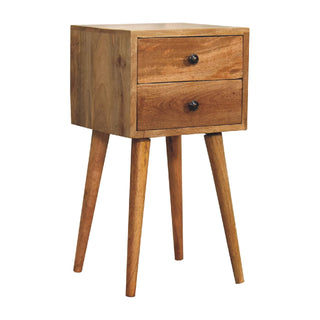Lucidora - Mini 2 Drawer Oak - ish Bedside - Bedside Cabinets