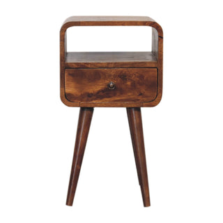 Lucidora - Mini Chestnut Curve Open Bedside - Bedside Cabinets