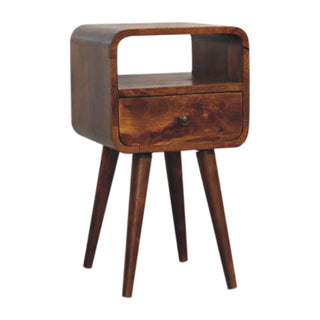 Lucidora - Mini Chestnut Curve Open Bedside - Bedside Cabinets