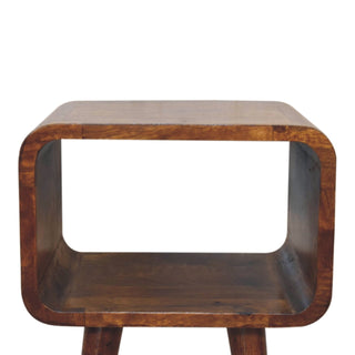 Lucidora - Mini Chestnut Curved Open Bedside - Bedside Cabinets