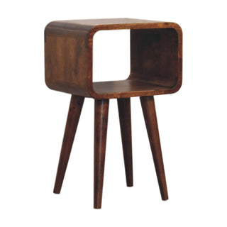 Lucidora - Mini Chestnut Curved Open Bedside - Bedside Cabinets