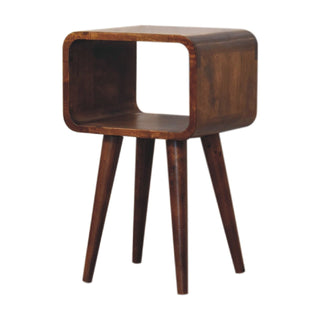 Lucidora - Mini Chestnut Curved Open Bedside - Bedside Cabinets