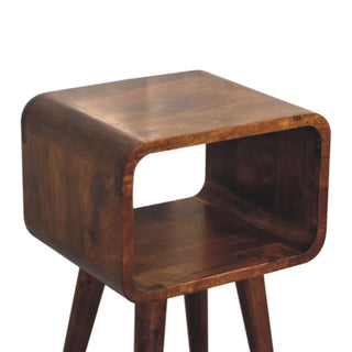Lucidora - Mini Chestnut Curved Open Bedside - Bedside Cabinets