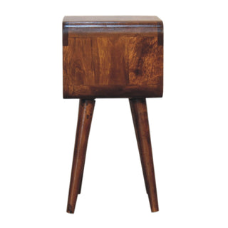 Lucidora - Mini Chestnut Curved Open Bedside - Bedside Cabinets