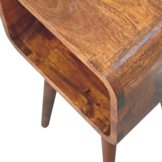 Lucidora - Mini Chestnut Curved Open Bedside - Bedside Cabinets