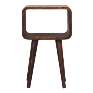 Lucidora - Mini Chestnut Curved Open Bedside - Bedside Cabinets