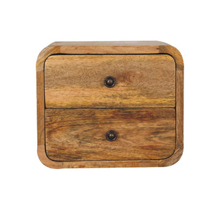 Lucidora - Mini Curve Oak - ish Floating Bedside - Bedside Cabinets