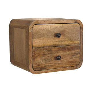 Lucidora - Mini Curve Oak - ish Floating Bedside - Bedside Cabinets
