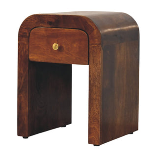 Lucidora - Mini Darcy Chestnut Nightstand with Curved Edges - Bedside Cabinets
