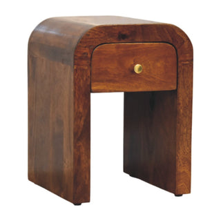 Lucidora - Mini Darcy Chestnut Nightstand with Curved Edges - Bedside Cabinets