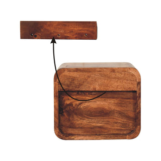 Detail of the wall mounting system, showing the separate bracket with fixing points and the unit below.