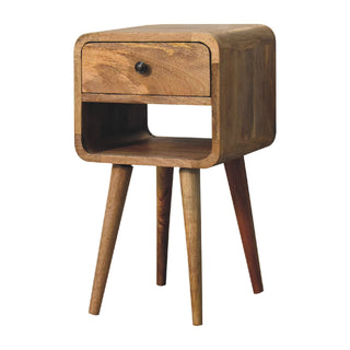 Lucidora - Mini Oak - ish Curve Lower Bedside - Bedside Cabinets