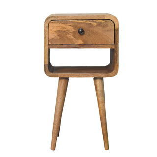 Lucidora - Mini Oak - ish Curve Lower Bedside - Bedside Cabinets