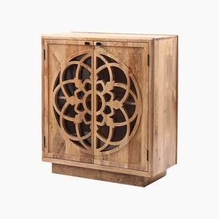 Lucidora - Natural Wood Flower Of Life Two Door Cabinet - Sideboards