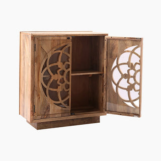 Lucidora - Natural Wood Flower Of Life Two Door Cabinet - Sideboards