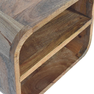 Lucidora - Oak - ish Floating Open Curve Bedside - Bedside Cabinets