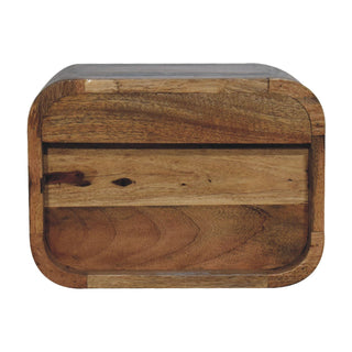 Lucidora - Oak - ish Floating Open Curve Bedside - Bedside Cabinets