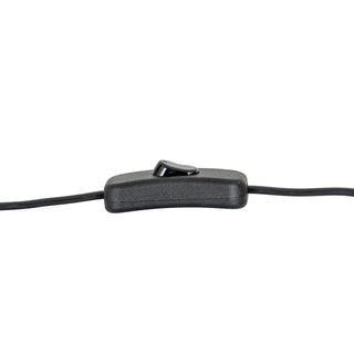 Black plastic on/off rocker switch detail on the electrical flex.