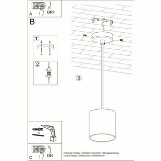 Diagram illustrating the installation steps for the ceiling light, showing mounting bracket and wiring connections.