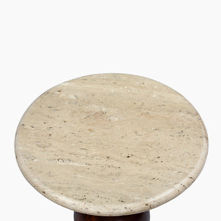 Lucidora - Orbit Travertine Top End Table - End Tables