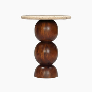 Lucidora - Orbit Travertine Top End Table - End Tables