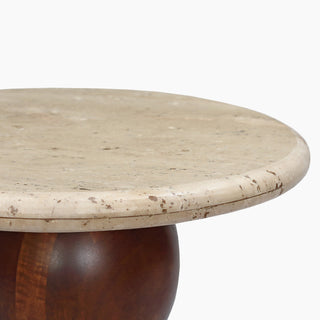 Lucidora - Orbit Travertine Top End Table - End Tables