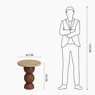 Lucidora - Orbit Travertine Top End Table - End Tables