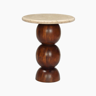 Lucidora - Orbit Travertine Top End Table - End Tables