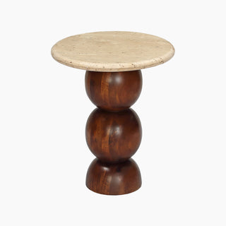 Lucidora - Orbit Travertine Top End Table - End Tables