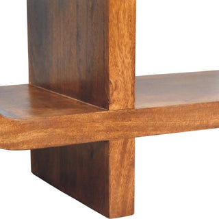 Detail of the internal cross-shaped support structure made from thick chestnut wood.