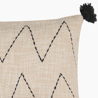 Lucidora - Parin Zig - Zag Embroidered Cotton Cushion - Microfibre - Cushions