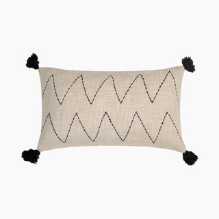 Lucidora - Parin Zig - Zag Embroidered Cotton Cushion - Microfibre - Cushions