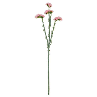 Plain front-on product shot of the artificial pink statis spray on a long green stem.