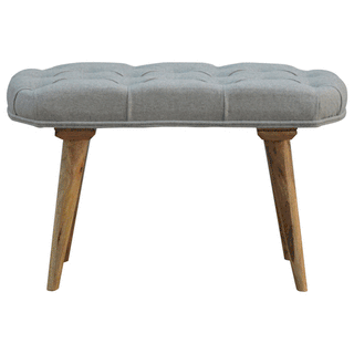 Grey Tweed Bench with Oak Finish Legs
