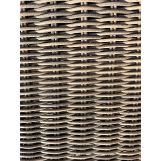 Close detail of the brown woven synthetic rattan material.