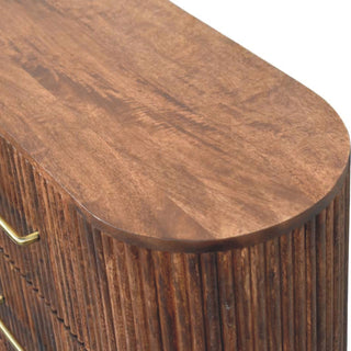 A close view of the smooth, rounded top surface and the ridged texture of the chest front.