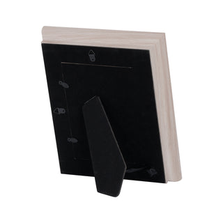 Rear view of the whitewashed wooden frame showing the easel stand and hanging hooks.