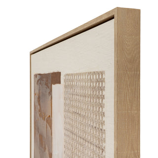 Side view showing the depth of the light wood frame and the woven cane webbing detail on the canvas.