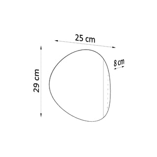 Technical drawing showing the wall lamp dimensions: 29 cm high, 25 cm wide, and 8 cm deep.