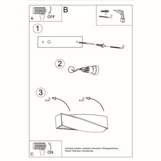 Installation instructions diagram showing steps for mounting the bracket and fitting the ceramic lamp body.