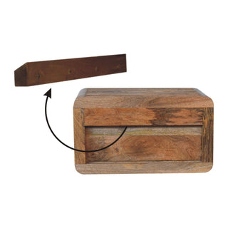 Diagram showing the separate wooden wall mounting bracket and how it attaches to the bedside unit.