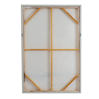 Full reverse view of the framed canvas showing the wooden stretcher bars and hanging hardware.