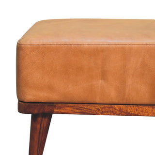 Lucidora - Tan Buffalo Leather Tan Footstool - Footstools