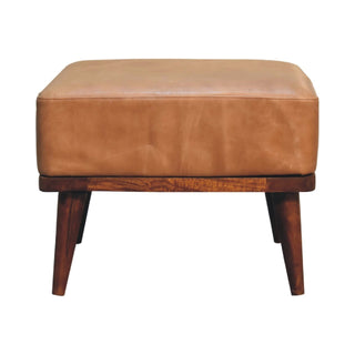 Lucidora - Tan Buffalo Leather Tan Footstool - Footstools