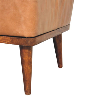 Lucidora - Tan Buffalo Leather Tan Footstool - Footstools