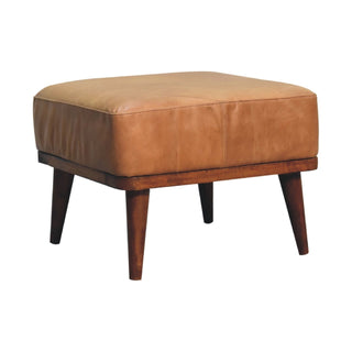 Lucidora - Tan Buffalo Leather Tan Footstool - Footstools