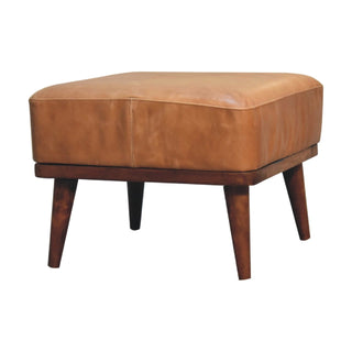 Lucidora - Tan Buffalo Leather Tan Footstool - Footstools